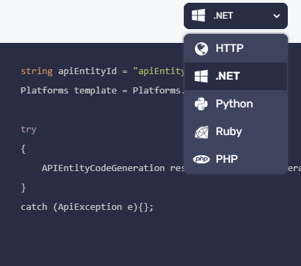 Language-Specific API Reference Documentation