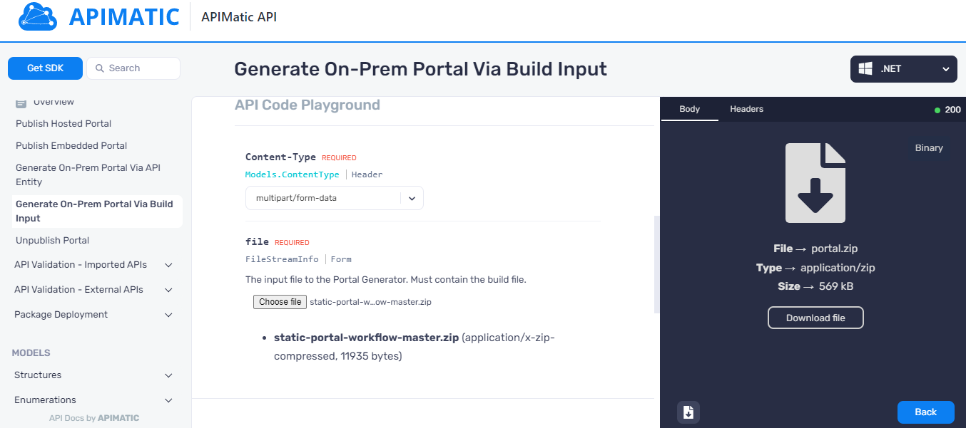 Generate The API Portal 