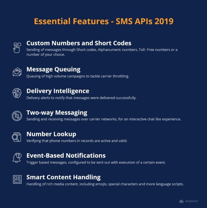 Essential Features — SMS APIs 2019